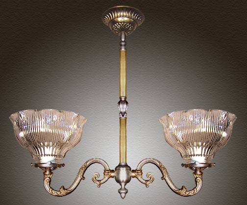 Model NSH6 Victorian Short Ceiling Light with Reeded Tubing